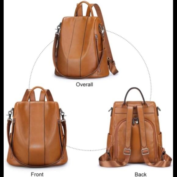 Leather Backpack Purses for Women Antitheft Soft Rucksack Ladies Shoulder Bag - Picture 6 of 7